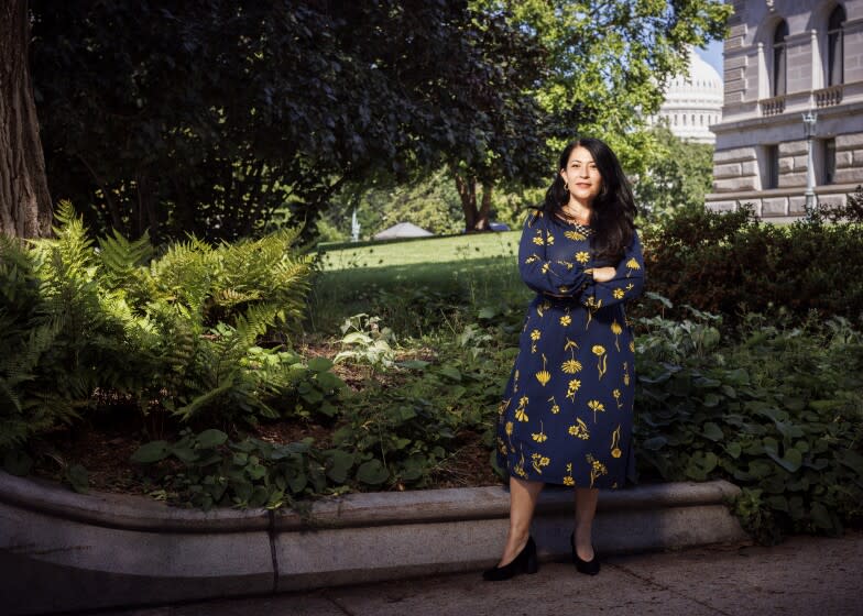 In this undated photo provided by the Library of Congress, Ada Limón poses for a portrait in Washington. On Tuesday, July 12, 2022, the Library of Congress announced that Limón had been named the 24th U.S. poet laureate, officially called the Poet Laureate Consultant in Poetry. Her 1-year term begins Sept. 29 with the traditional reading at the Library's Coolidge Auditorium. (Shawn Miller/Library of Congress via AP)