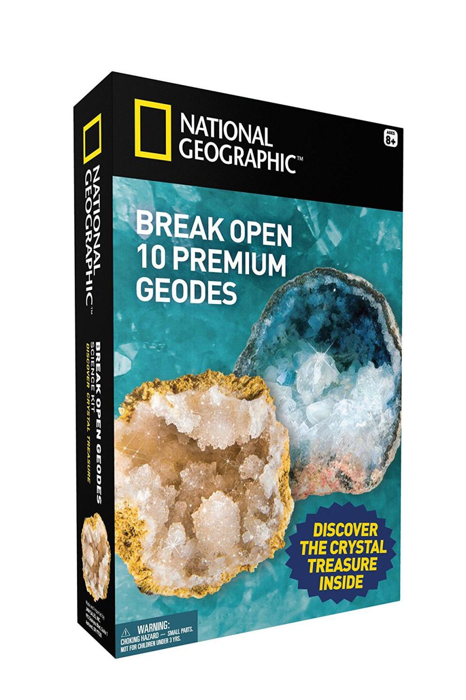 <p><strong>National Geographic</strong></p><p>amazon.com</p><p><a rel="nofollow noopener" href="http://www.amazon.com/dp/B0160JB7IS/" target="_blank" data-ylk="slk:Shop Now;elm:context_link;itc:0;sec:content-canvas" class="link ">Shop Now</a></p><p> Science lovers will be thrilled cracking open these geodes to see what's inside.</p>