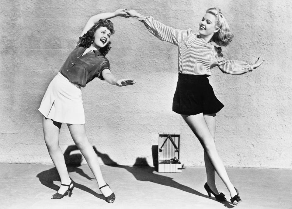 <span class="caption">Wardrobe choices can be part of a delicate social dance.</span> <span class="attribution"><a class="link " href="https://www.shutterstock.com/image-photo/two-women-dancing-outside-100085954" rel="nofollow noopener" target="_blank" data-ylk="slk:Everett Collection/Shutterstock.com;elm:context_link;itc:0;sec:content-canvas">Everett Collection/Shutterstock.com</a></span>