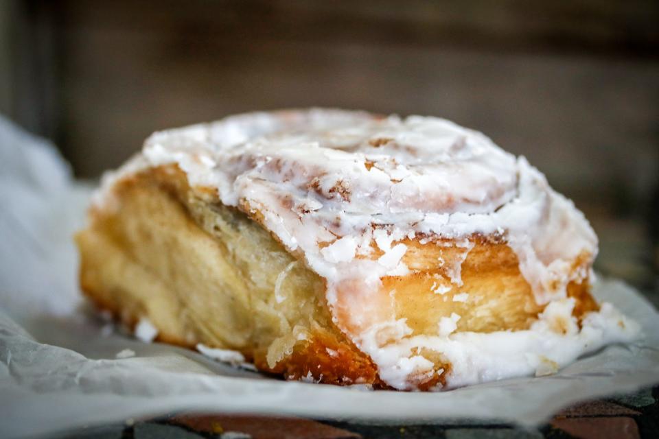 A cinnamon roll from Little Bread Co. in Fayetteville, Arkansas.