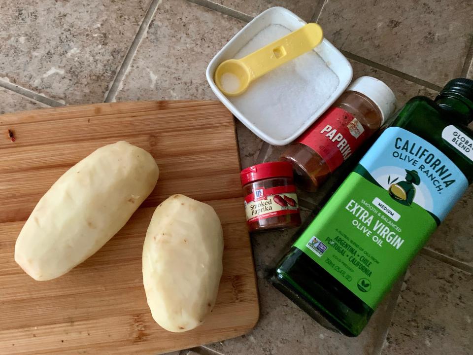 The ingredients laid out for the papas bravas