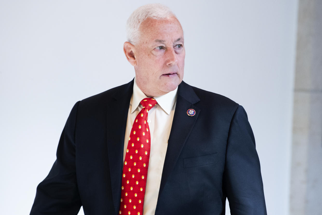 UNITED STATES - MAY 14: Rep. Greg Pence, R-Ind., is seen in the Capitol Visitor Center after Rep. Elise Stefanik, R-N.Y., won the election for House Republican Conference chair on Friday, May 14, 2021. (Photo By Tom Williams/CQ-Roll Call, Inc via Getty Images)