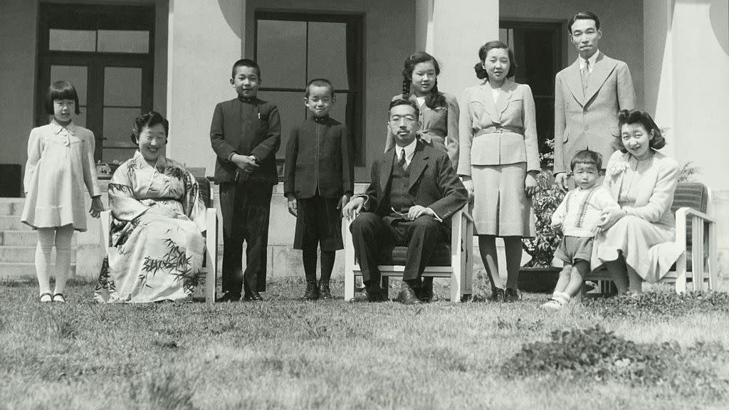 japanese royal family posed outside