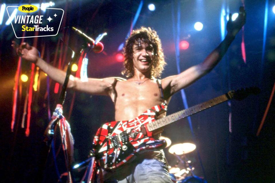 <p>Ross Marino/Getty</p> Eddie Van Halen onstage in 1981