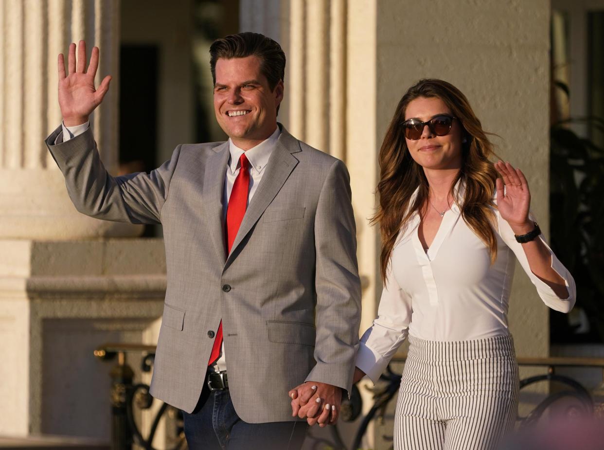 U.S. Rep. Matt Gaetz, of Florida, with his then-girlfriend Ginger Luckey, whom he married in August 2021.