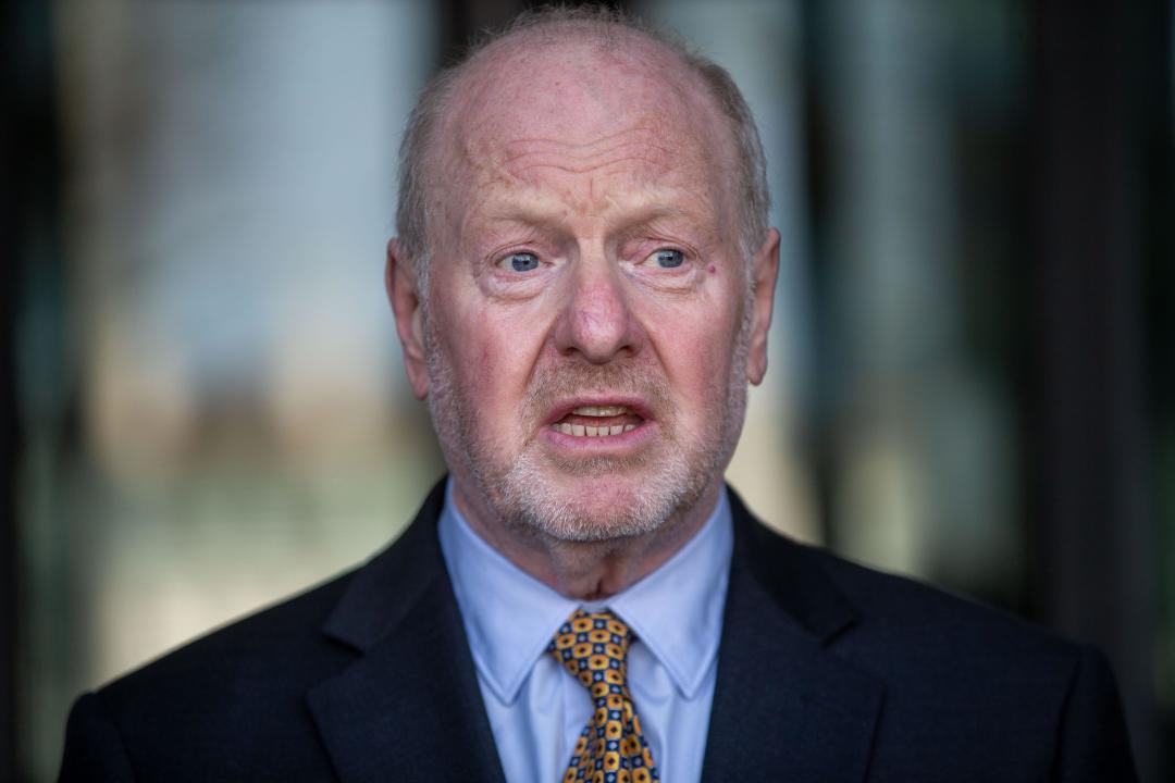 London, England, UK. 27th Feb, 2024. Former sub-postmaster and founder at Justice for Subpostmasters Alliance ALAN BATES is seen making a statement outside parliament after giving evidence at Business and Trade Committee. (Credit Image: © Tayfun Salci/ZUMA Press Wire) EDITORIAL USAGE ONLY! Not for Commercial USAGE!