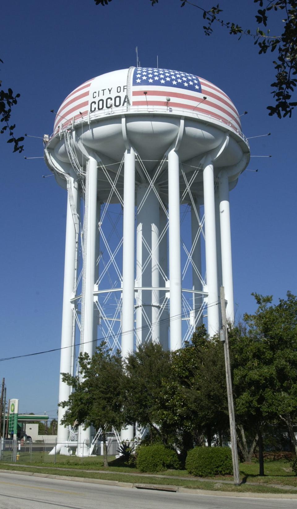 The Cocoa water tower's stars and stripes were originally painted as a gift to the city from a Greek immigrant.