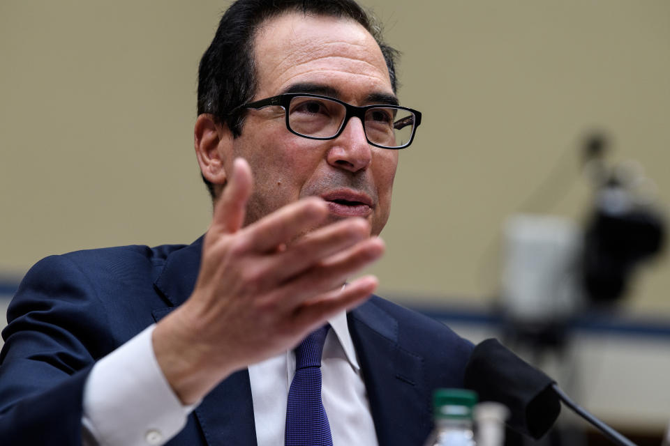 U.S. Treasury Secretary Steve Mnuchin testifies on the Trump administration's response to country's economic crisis, on Capitol Hill in Washington, D.C., U.S. September 1, 2020. Nicholas Kamm/Pool via REUTERS