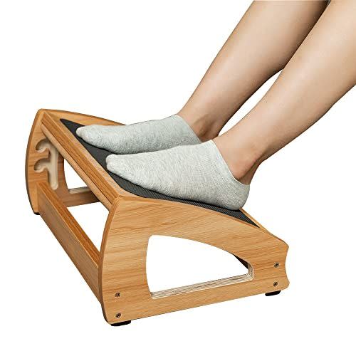 2) Adjustable Wooden Under Desk Foot Rest