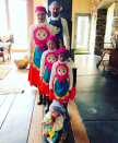 <p>The <em>Grey’s Anatomy</em> alum and her fam, including her singer hubby Josh Kelley, were nesting dolls. “The big reveal! Well … it’s Big to me at least!” she wrote. “I realize we look like we could be a bunch of bakers, chefs, or flight attendants but we are in fact RUSSIAN NESTING DOLLS! Hahahah! I’m sorry, I just think we all look hilarious! Family themed costumes may be a new tradition … at least as long as I can talk my kids into it!“ (Photo: <a rel="nofollow noopener" href="https://www.instagram.com/p/Ba7N_a_he5l/?hl=en&taken-by=katherineheigl" target="_blank" data-ylk="slk:Katherine Heigl via Instagram;elm:context_link;itc:0;sec:content-canvas" class="link ">Katherine Heigl via Instagram</a>) </p>