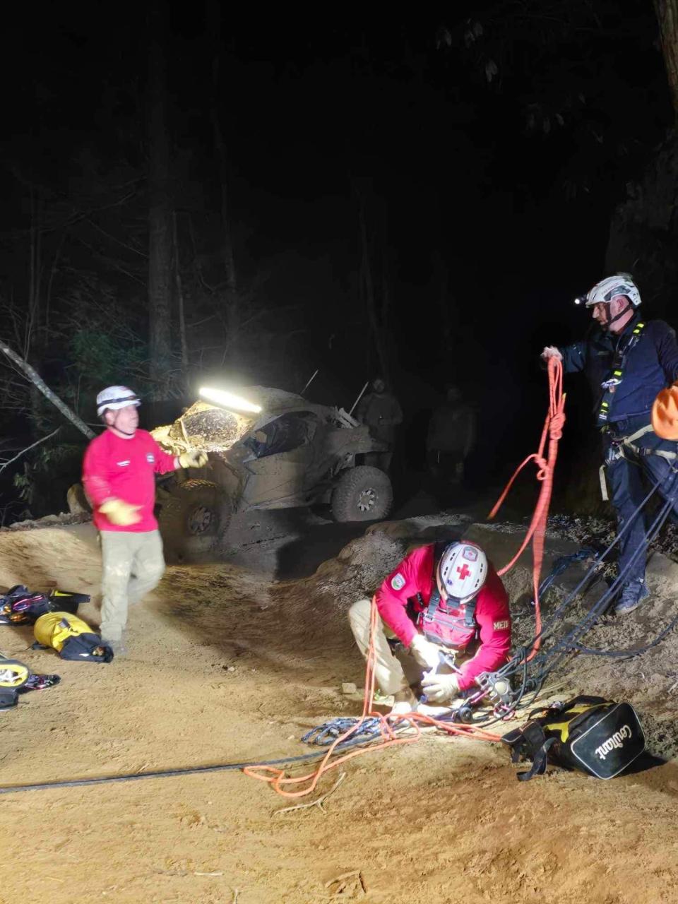 Emergency crews responded Sunday to reports of a UTV accident at Hollerwood Off-Road Park in Powell County, Kentucky. A man died at the scene, but they were able to use a rope pulley system to rescue a woman trapped in the UTV.
