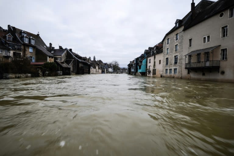 The river Loue in eastern France burst its banks