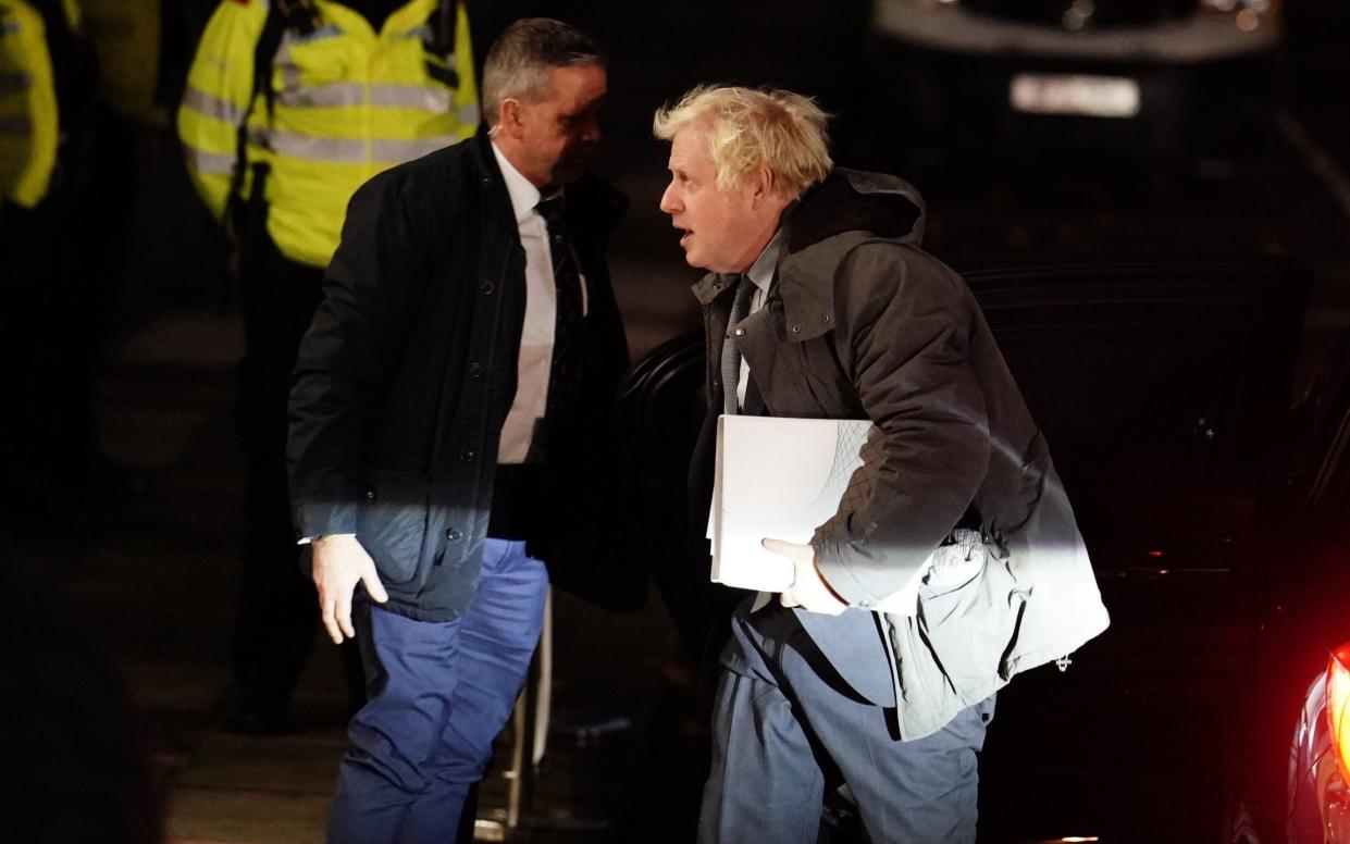 Boris Johnson arrives to give evidence to the Covid-19 Inquiry