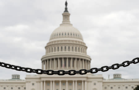 The dome of the U.S. Capitol is seen beyond a chain fence during the partial government shutdown in Washington, U.S., January 8, 2019. REUTERS/Kevin Lamarque
