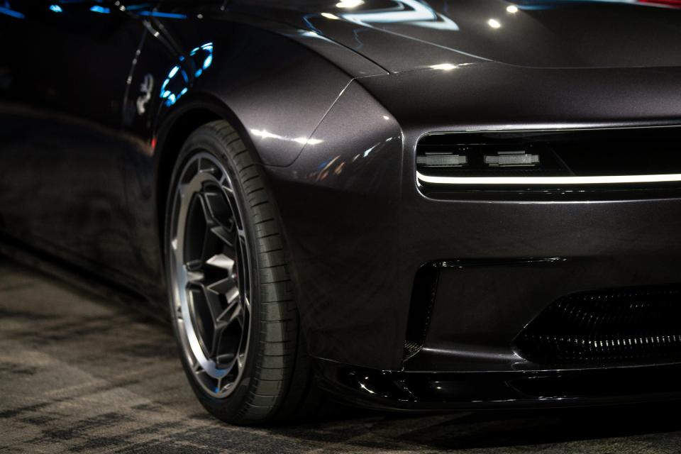 Dodge unveils the Charger Daytona SRT Banshee electric muscle car concept at the M1 Concourse in Pontiac on August 17, 2022.