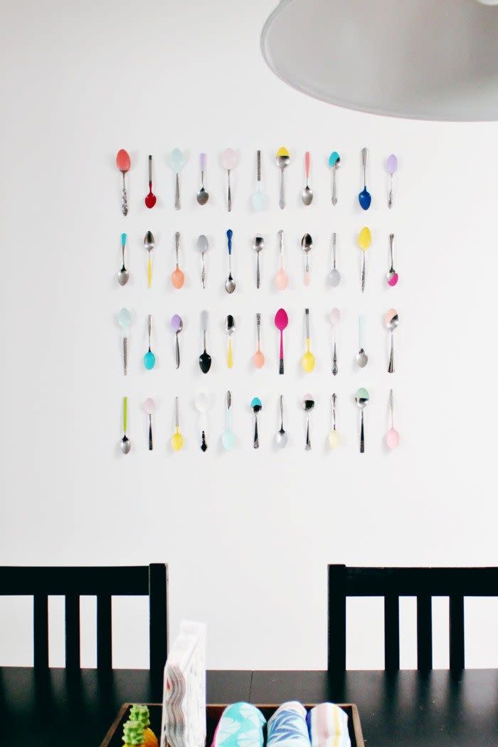 DIY Dip-Painted Spoons Wall Art