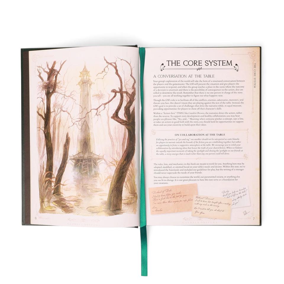 This is an image of a page from the Candela Obscura core rulebook, titled "The Core System."