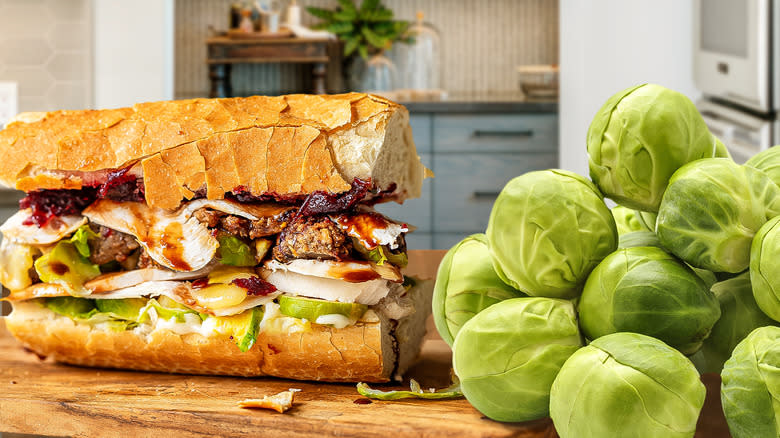 brussel sprouts and sandwich