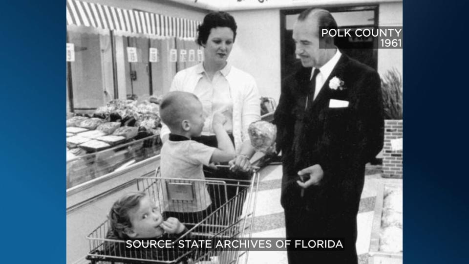 Publix Founder George Jenkins inside a Polk County store in 1961.