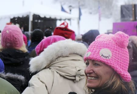 Protesters attend a rally led by Chelsea Handler after the Women's March at the Sundance Film Festival in Park City, Utah, U.S. January 21, 2017. REUTERS/Piya Sinha-Roy