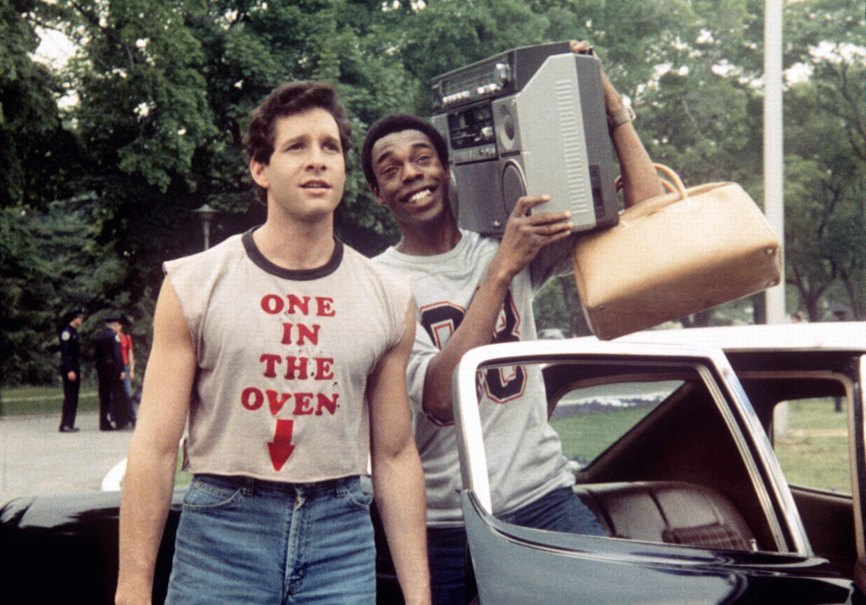 Guttenberg and Michael Winslow in 1984's Police Academy, which launched a seven-movie franchise. (Photo: Warner Brothers/Courtesy Everett Collection)
