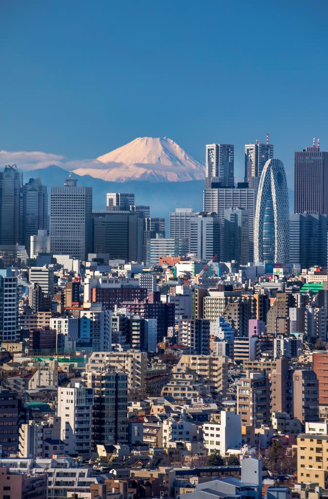 bustling tokyo skyline featuring shinjuku skyline and mount fuji