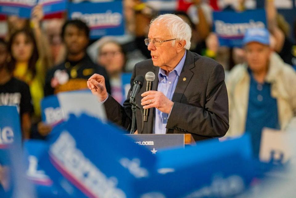 Democratic presidential candidate Bernie Sanders speaks to supporters during a rally at the Myrtle Beach Convention Center Wednesday afternoon in Myrtle Beach.