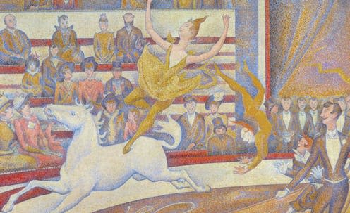 <span class="caption">The Circus by Georges Seurat (1891).</span> <span class="attribution"><a class="link " href="https://www.musee-orsay.fr/en/artworks/le-cirque-542" rel="nofollow noopener" target="_blank" data-ylk="slk:Musée d’Orsay, Dist. RMN-Grand Palais / Patrice Schmidt;elm:context_link;itc:0;sec:content-canvas">Musée d’Orsay, Dist. RMN-Grand Palais / Patrice Schmidt</a></span>