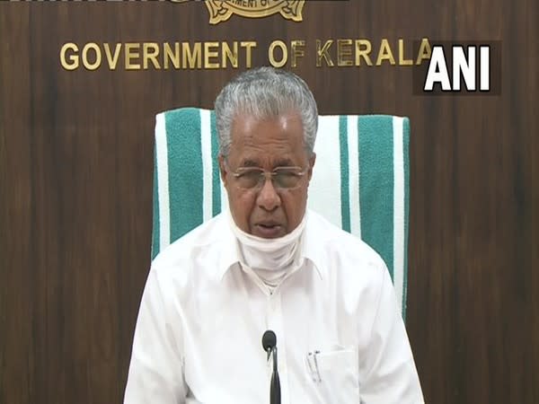 Kerala Chief Minister Pinarayai Vijayan addressing a press conference in Thiruvananthapuram on Saturday. [Photo/ANI]