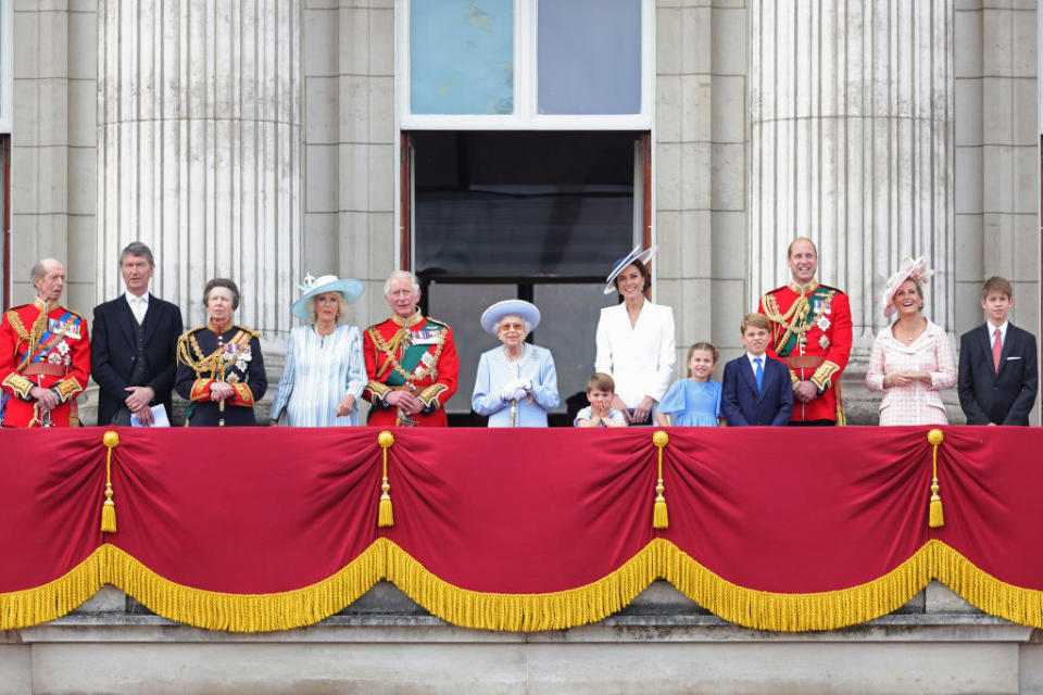 The British royal family on a balcony