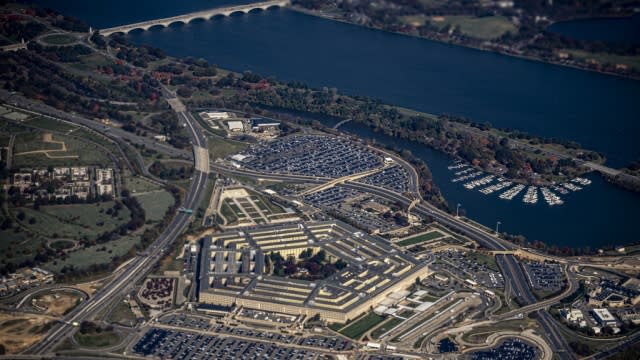 The Pentagon, Memorial Bridge, and Potomac River.