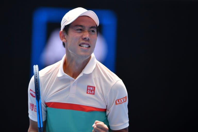 Asia's top-ranked men's player Kei Nishikori needed an energy-sapping 3hr 48min to get past big-serving Croat Ivo Karlovic 6-3, 7-6 (8/6), 5-7, 5-7, 7-6 (10/7) in humid conditions