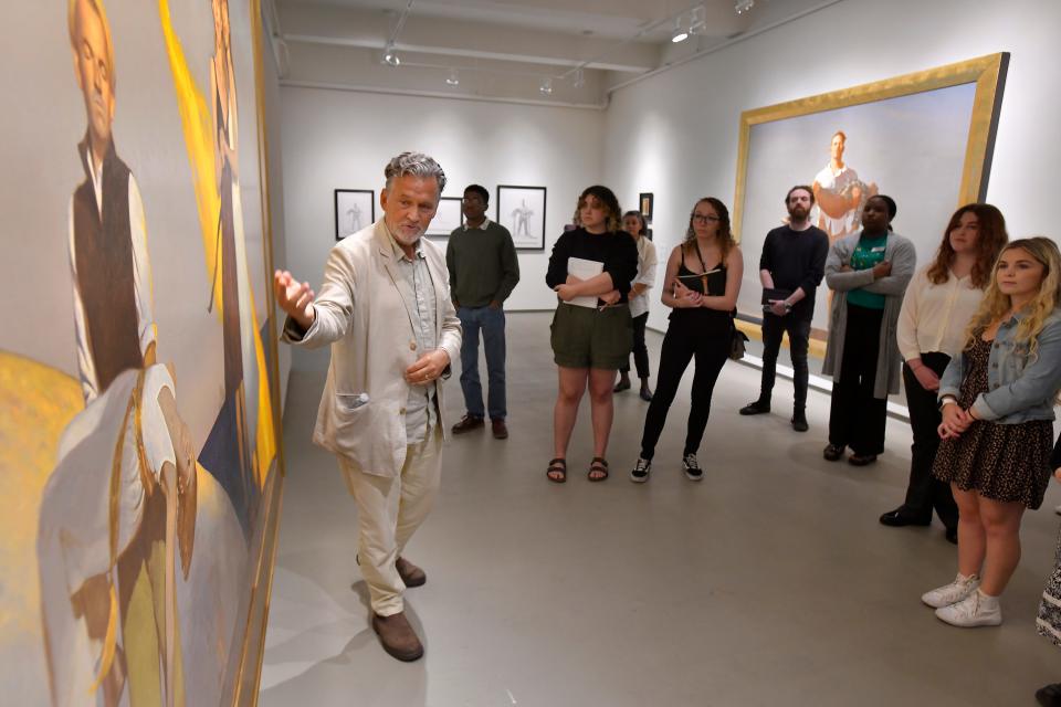 Bo Bartlett walked a group of UNF art students through his show at MOCA.