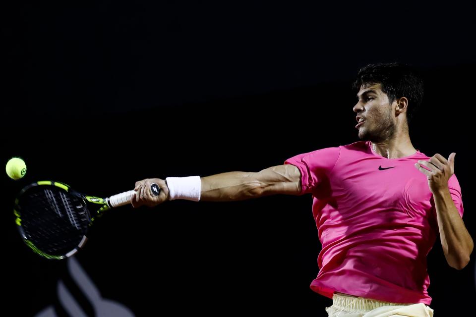 Carlos Alcaraz in action in Rio de Janeiro (AP)