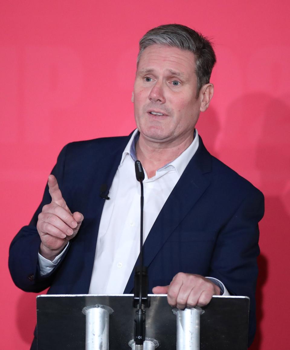 Keir Starmer speaking during the Labour leadership husting at the ACC Liverpool. (PA)