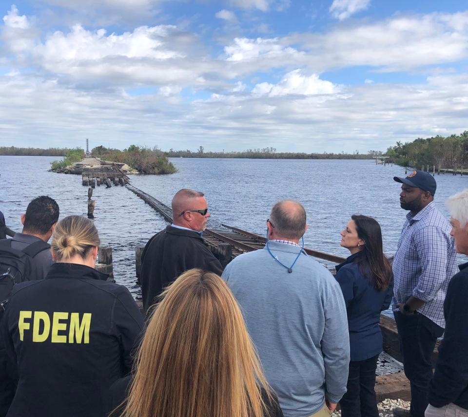 One Thursday (Oct. 20) the railway held a media briefing on the south end of the railway bridge that crosses the Caloosahatchee River in Fort Myers. The event was organized by Robert Fay, Executive Vice President, Seminole Gulf Railway.

Fay was joined by Florida Lieutenant Governor Jeanette Nuñez, Congressman Byron Donalds (FL-19), and other state and local officials on a tour of the destroyed bridge.