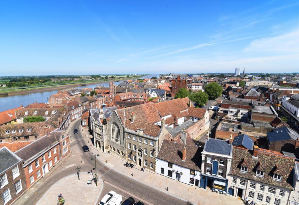 Eastern Daily Press: A view across King's Lynn with the town hall in the foreground