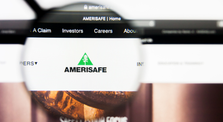 Illustrative Editorial of AMERISAFE (AMSF) Inc website homepage. AMERISAFE Inc logo visible on display screen.