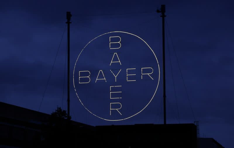 Logo of German drugmaker Bayer AG in Leverkusen