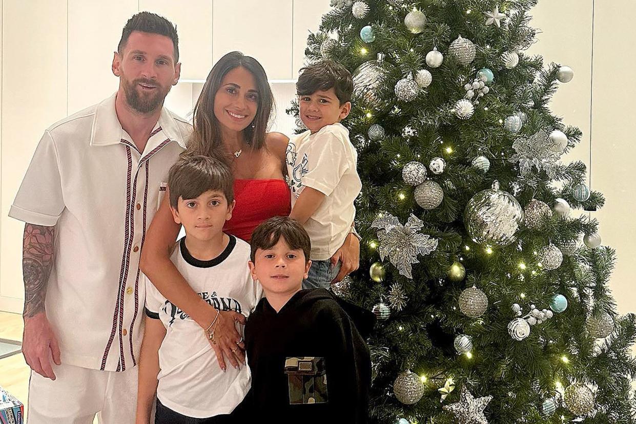 Antonela Roccuzzo /Instagram. https://www.instagram.com/p/Cmk6NEZOYXh/?hl=en. Lionel Messi Celebrate Christmas with Wife and Kids After World Cup Win: 'Feliz Navidad'