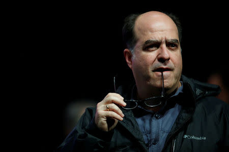 Julio Borges, president of the National Assembly and deputy of the Venezuelan coalition of opposition parties (MUD), attends a news conference in Caracas, Venezuela July 17, 2017. REUTERS/Carlos Garcia Rawlins