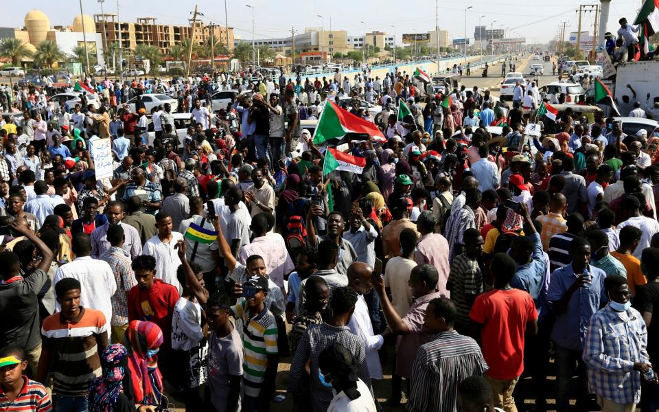 Demonstrators protest against prospect of military rule in Khartoum last week - Reuters