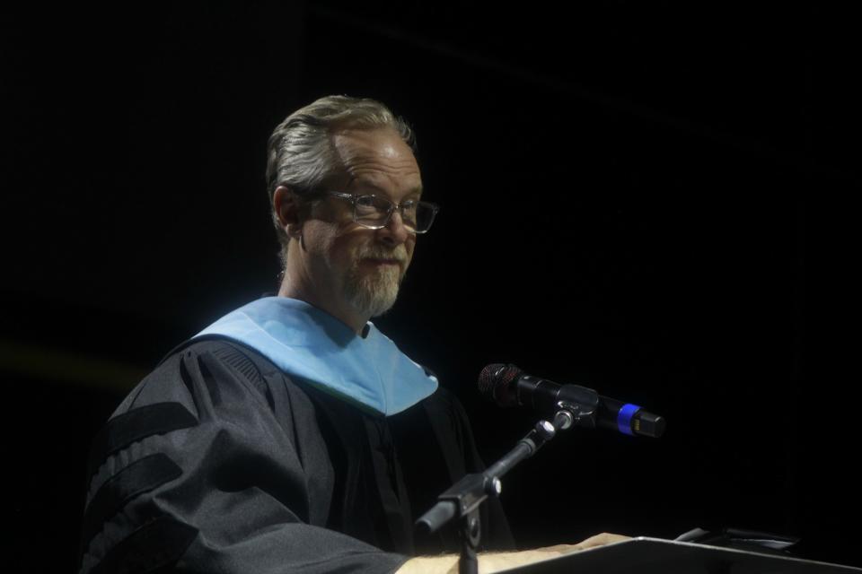 Palm Springs Unified School District Superintendent of Schools Mike Swize formally "accepts" the class of 2023 during graduation at Cathedral City High School on Thursday, June 8, 2023 in Cathedral City, Calif.