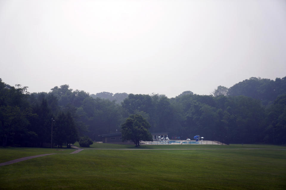 The YMCA Camp Kon-O-Kwee Spencer closed it's outdoor pool and sent home a few campers with health problems due to the poor air quality caused by the Canadian wildfires, on Thursday, June 29, 2023, in Zelienople, Pa. (AP Photo/Jessie Wardarski)