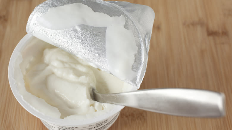 container of Greek yogurt