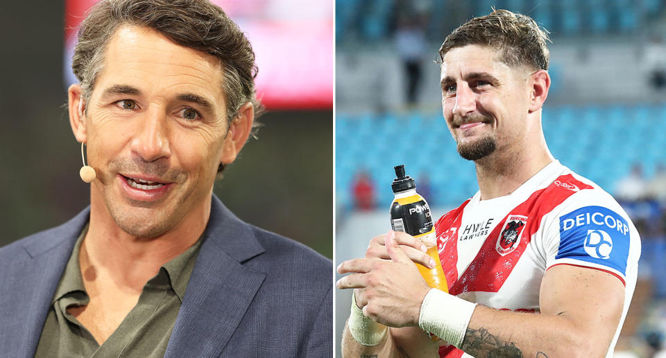 Pictured left to right, NRL legend Billy Slater and Dragons star Zac Lomax.