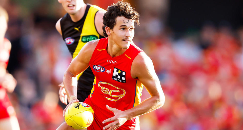 Gold Coast Suns star Wil Powell won't return to play in the AFL until round 15 after his five-game ban. Pic: Getty