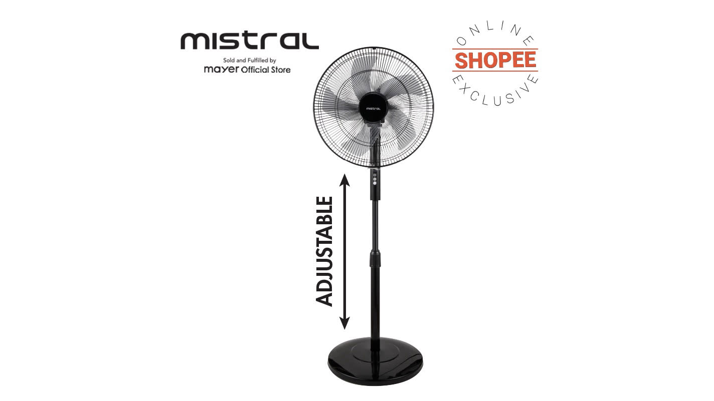 Mistral 16” Height Adjustable Stand Fan MSF1603. (Photo: Shopee SG)