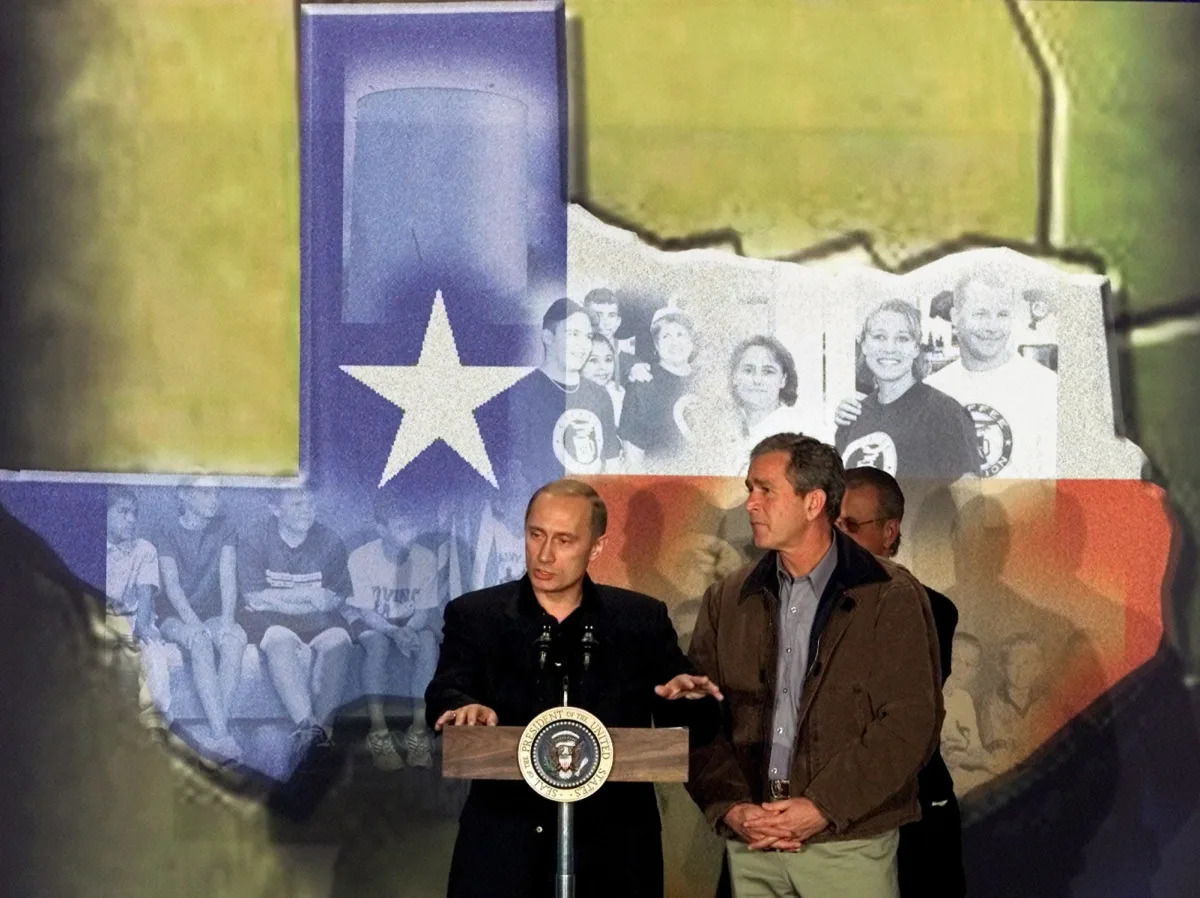 Putin once spoke with George W. Bush at a rural Texas high school and answered q..