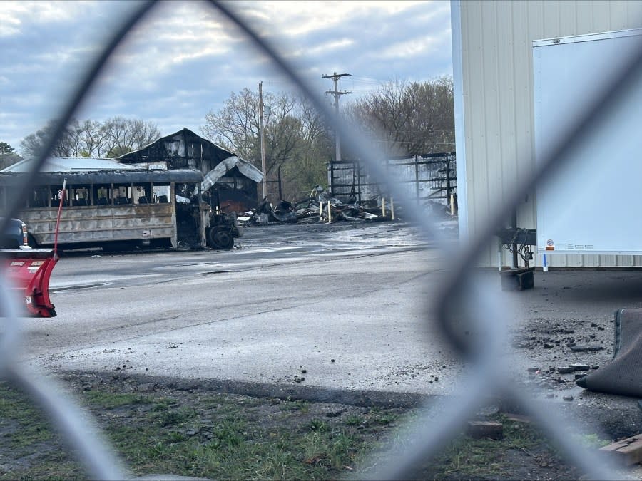 A fire broke out at the Kelloggsville Public Schools bus garage Friday morning. (April 19, 2024)